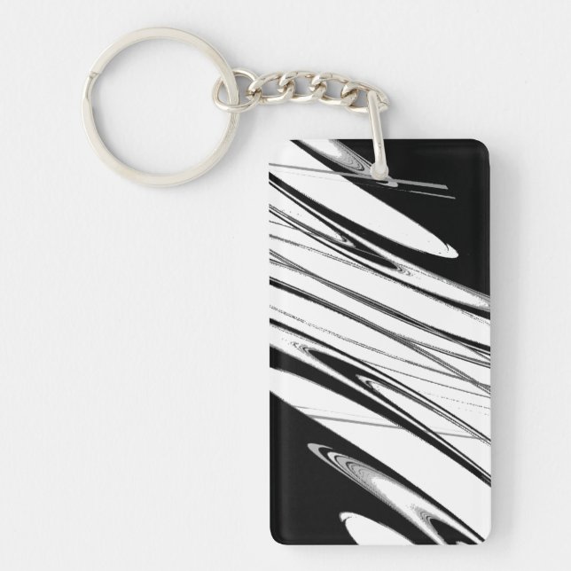 Black and White Modern Key Ring (Front)