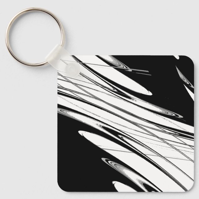 Black and White Modern Key Ring (Front)