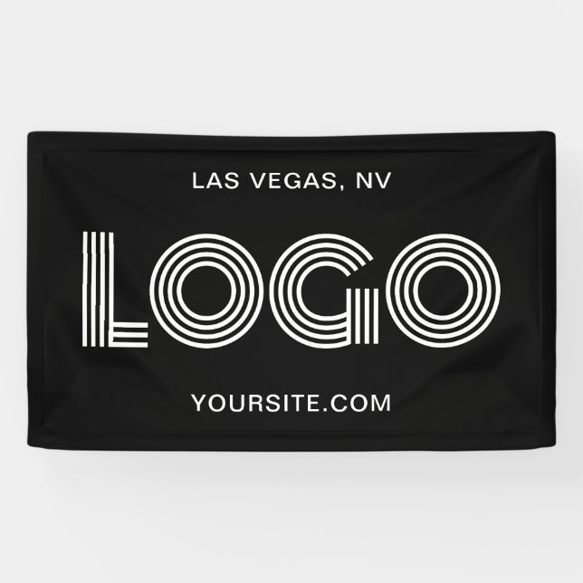Black and White Modern Large Rectangular Logo Banner (Horizontal)