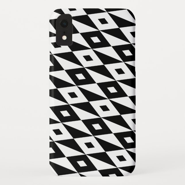 Black and white modern lozenges pattern Case-Mate iPhone case (Back)