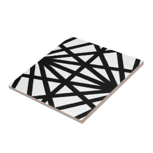 Black And White Modern Mechanical Line Drawing Ceramic Tile