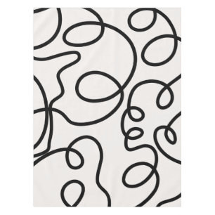 Black And White Modern Minimal Line Brush Strokes Tablecloth