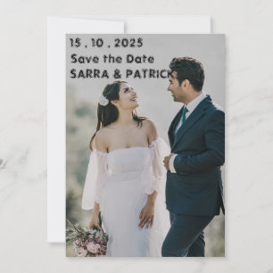 Black and White Modern Minimal Photo Save the Date Invitation