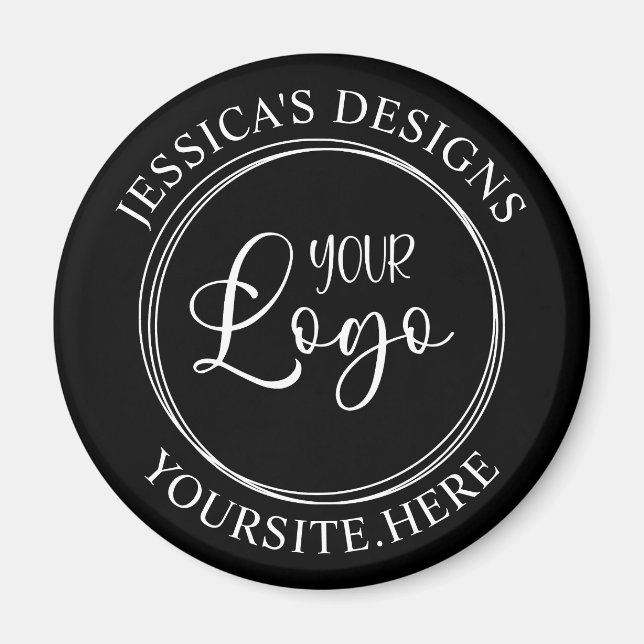Black and White Modern Minimalist Circle Logo Magnet (Front)