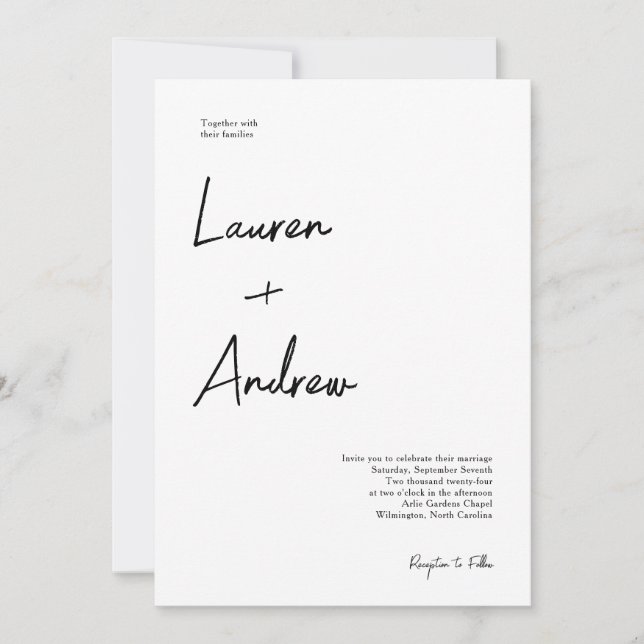 Black and White Modern Minimalist Elegant Wedding Invitation (Front)