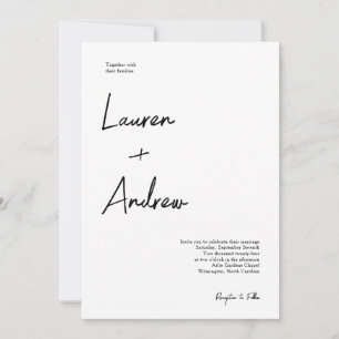 Black and White Modern Minimalist Elegant Wedding Invitation