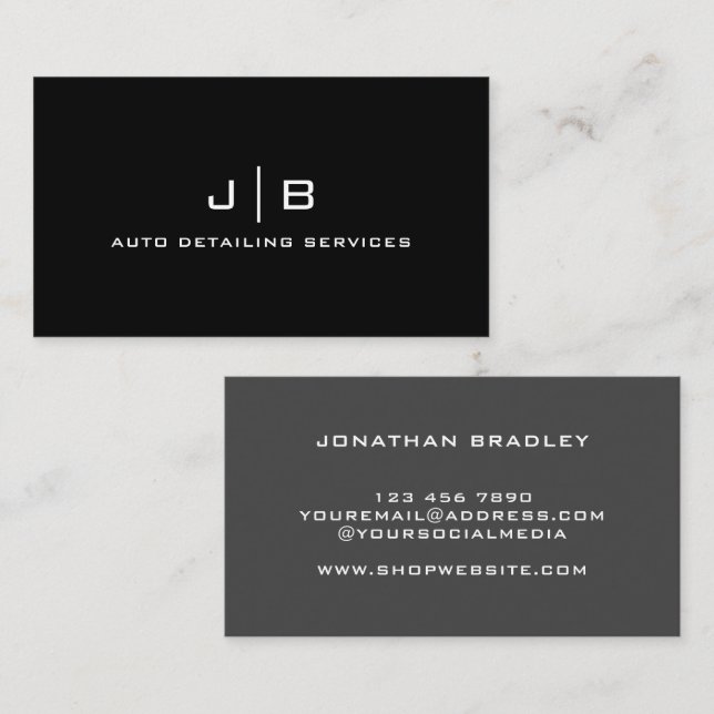 Black and White Modern Minimalist Professional Business Card (Front/Back)