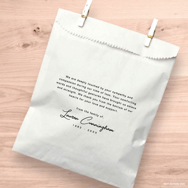 Black and White Modern Minimalist Simple Funeral Favour Bag (Creator Uploaded)