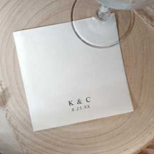 Black and White Modern Minimalist Simple Wedding Napkin