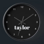 Black and White Modern Minimalist Trendy Custom Clock<br><div class="desc">Introducing the Black and White Modern Minimalist Trendy Custom Clock—a sophisticated and personalised timepiece perfect for gifting to bosses, coworkers, employees, or anyone in need of a stylish home or office accessory. This custom clock features a modern minimalist design in classic black and white tones, making it a versatile addition...</div>