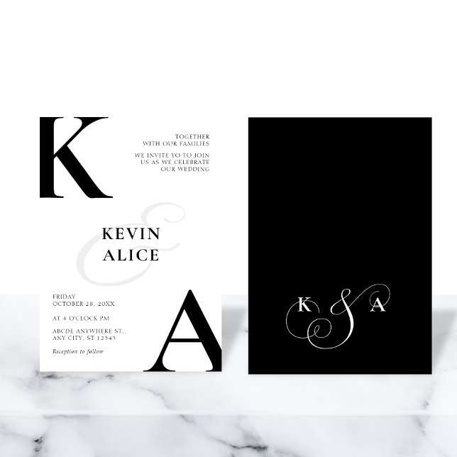 Black and white modern minimalist wedding  invitation (Creator Uploaded)