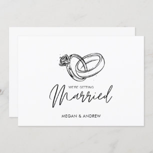 Black and white Modern minimalist wedding ring  Invitation