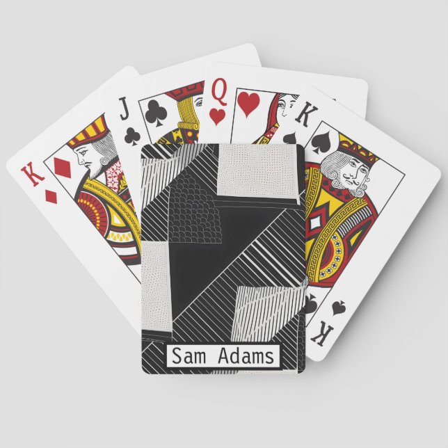 Black and White Modern Mixed Geometric Playing Cards (Back)