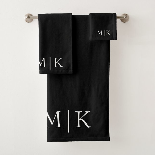 Black and White | Modern Monogram Bath Towel Set (Insitu)