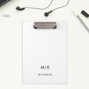 Black and White Modern Monogram Clipboard