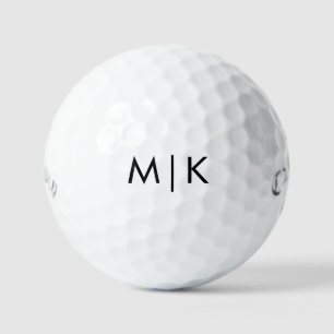Black and White   Modern Monogram Golf Balls