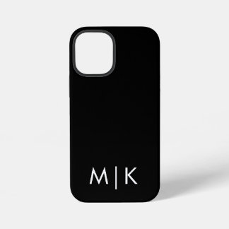Black and White Modern Monogram iPhone 12 Mini Case
