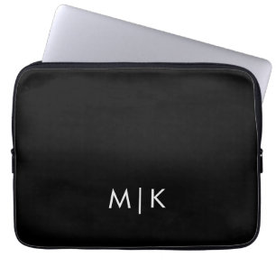 Black and White   Modern Monogram Laptop Sleeve
