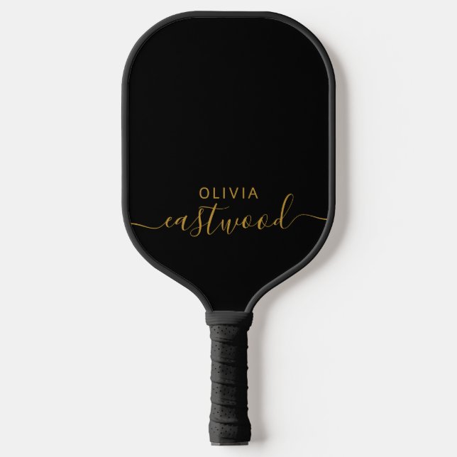 Black And White Modern Monogram Pickleball Paddle (Front)