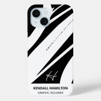 Black and White Modern Monogram Stylish Abstract