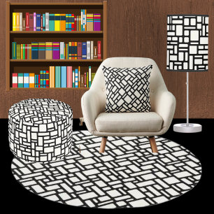 Black And White Modern Mosaic        Cushion