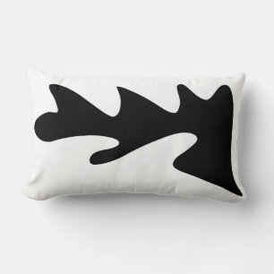 Black and White Modern Organic Abstract wavy Lumbar Cushion