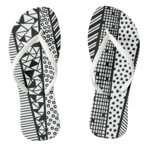Black and white - modern pattern thongs