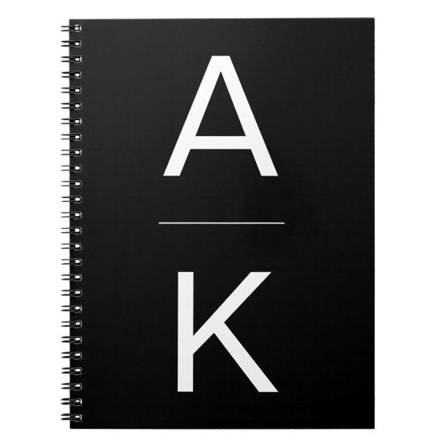 Black and white modern personalised monogram notebook (Front)