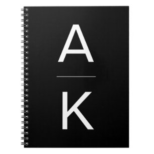 Black and white modern personalised monogram notebook