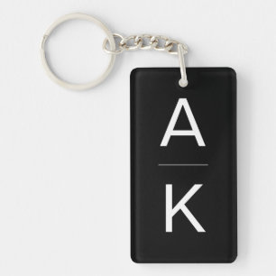 Black and white modern personalized monogram key ring