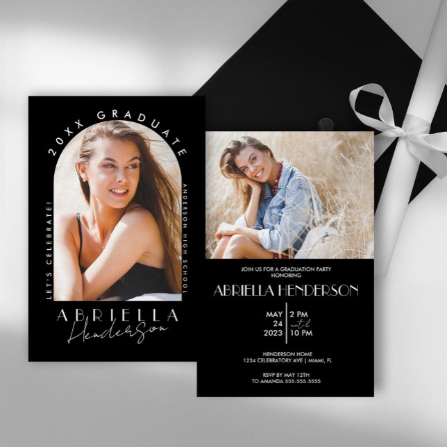 Black and White Modern Photo Graduation Invitation (Creator Uploaded)