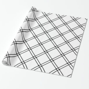 Black and White Modern Plaid Pattern Wrapping Paper