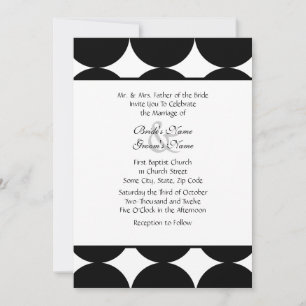 Black and White Modern Polka Dots Wedding Invitation