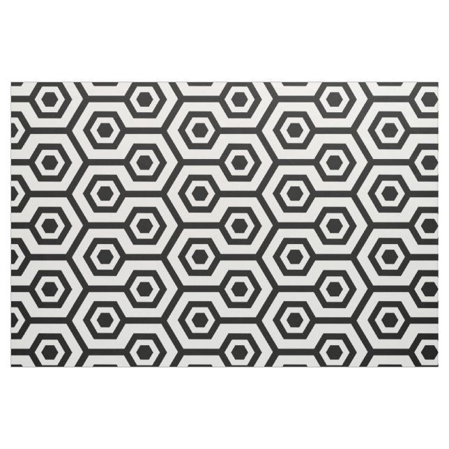 Black And White Modern Polygonal Geometric Pattern Fabric (Fat Quarter)