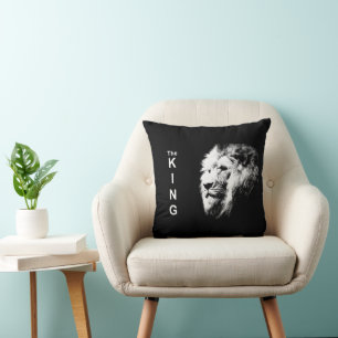 Black And White Modern Pop Art Lion Head Elegant Cushion