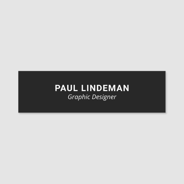 Black and White Modern Professional Name Tag  (Front)