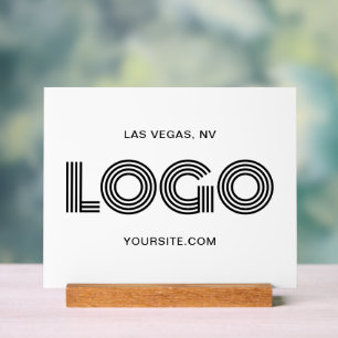 Black and White Modern Rectangular Logo Acrylic Sign