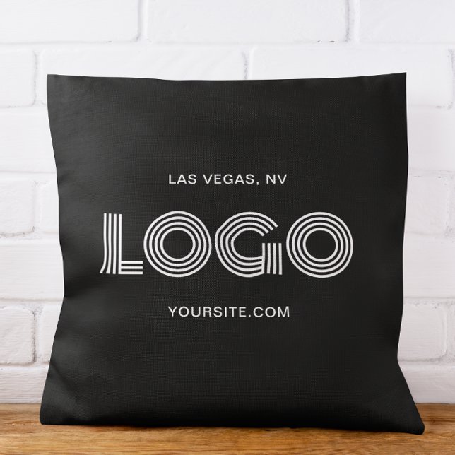 Black and White Modern Rectangular Logo Cushion (Black and White Modern Rectangular Logo Throw Pillow)