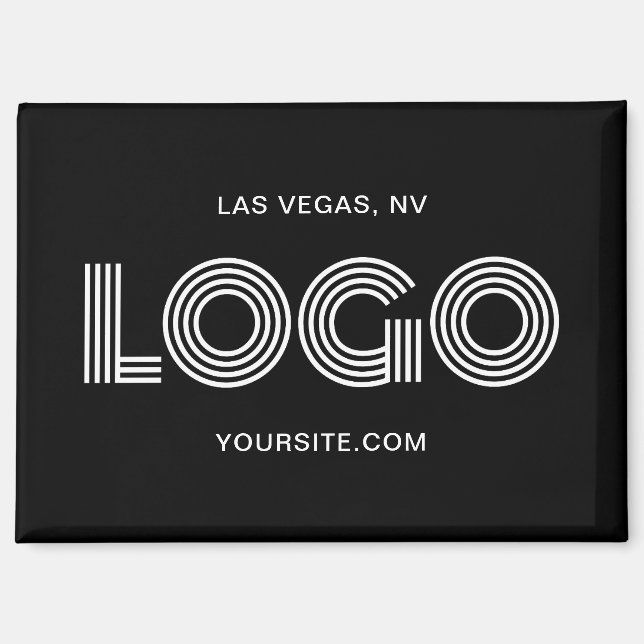 Black and White Modern Rectangular Logo Magnet (Front)