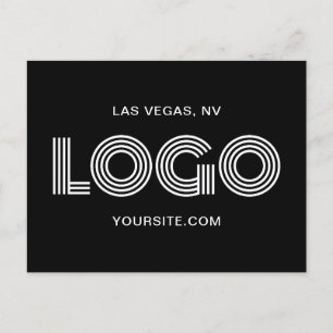 Black and White Modern Rectangular Logo Postcard