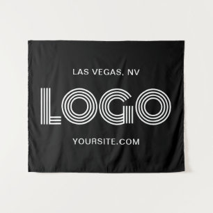 Black and White Modern Rectangular Logo Tapestry