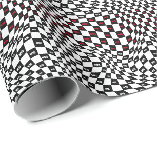 Black and White Modern Retro Distorted Checkered Wrapping Paper