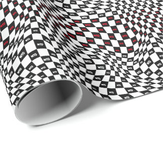 Black and White Modern Retro Distorted Chequered Wrapping Paper