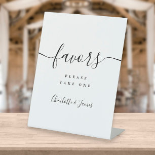Black And White Modern Script Favours Table Pedestal Sign