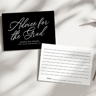 Black and White Modern Script Graduation Advice Card