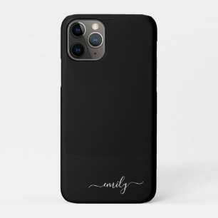 Black and White Modern Script Monogram Name iPhone 11 Pro Case