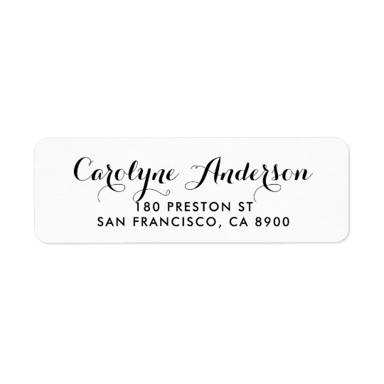 Black and White Modern Script Typography Return Address Label
