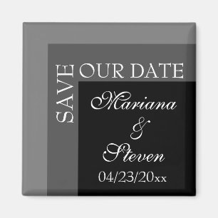 Black and White Modern Script Wedding Magnet