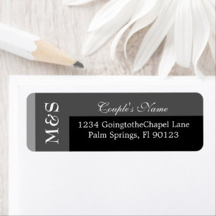 Black and White Modern Script Wedding Return Address Label