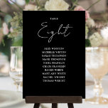 Black And White Modern Seating Chart Table Number<br><div class="desc">These black and white minimalist elegant script double-sided seating chart table numbers are perfect for all celebrations. Designed by Thisisnotme©</div>